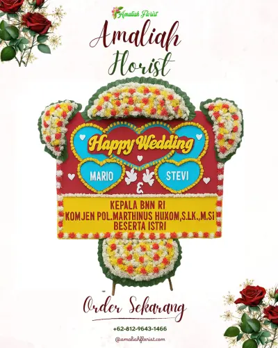 Karangan Papan Bunga Pernikahan di Campuranom